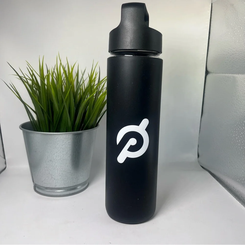 Peloton Glass Water Bottle‎ Black with White Logo 16oz